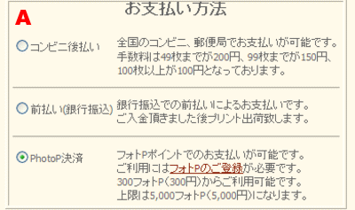 お支払い方法選択